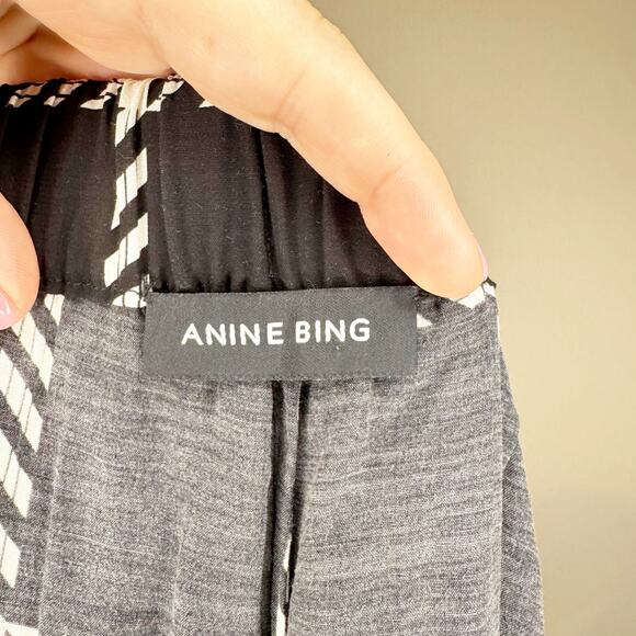 Anine Bing Black Plaid Printed Owen Pants Large - Picture 7 of 7